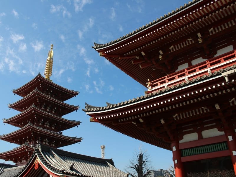 Sensoji Temple in Tokyo captured during daytime with clear sky